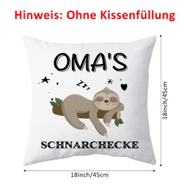 Shoppawhile Grandma Gift Grandma Birthday Gift Mother's Day Christmas Gift for Grandma Sloth Gift White Cushion Cover 45 x 45 cm Mother's Day Gift for Grandma