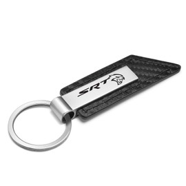 iPick Image Compatible with Dodge SRT Hellcat Carbon Fiber Texture Black PU Leather Strap Key Chain
