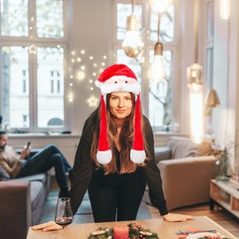 LED Christmas Hat, LED Christmas Hats, Santa Hat, Adult Children's Beard, Christmas Hat, Santa Hat, LED Hat, Children, Baby for Cosplay, Christmas, Carnival, Party, Gift