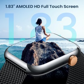 Smartwatch Women Men for Android Phones iOS: Black Smart Watches for Women Men Fitness Tracker 1.83" Touchscreen Waterproof Smartwatches with Answer/Make Call Blood Pressure Heart Rate Sport Pedometer