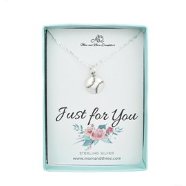 Softball Necklace in Sterling Silver on a 16 Inch Sterling Silver Cable Chain. Softball Charm. Softball Jewelry. Softball Team. Softball