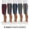 5 Pack: Men's Dry-Fit Sweat Resistant Active Athletic Performance Shorts,