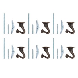 Aspen Creative Antique Brass 21402-46, Swag 6 Pcs w/Mounting Hardware, 1-1/2" Heavy Duty Ceiling Hooks Plants/Wind Chime Lanterns/Hanging Decorations, Finish