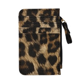 Card Holder for Women,1PC Leopard Pattern Leather Ladies' Slim Wallet,Credit Card Coin Change Holder Purse Small Wallet with Zipper