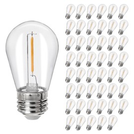 Sdduenled 48Pack S14 LED Replacement Light Bulbs E26 Screw Base Shatterproof Edison Bulbs for Outdoor String Lights 120V 1W Dimmable Light Bulbs Equal to 11W for Patio Decor, 2700K Warm White