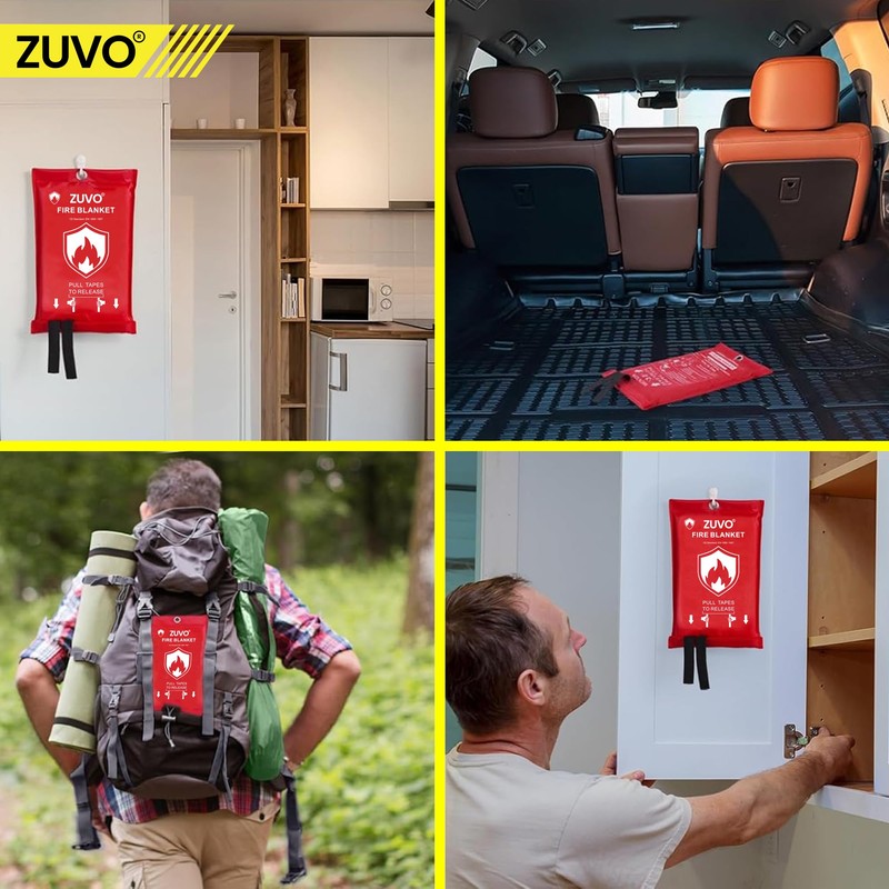 Zuvo Fire Blanket: Certified Fire Safety for Home, Kitchen &