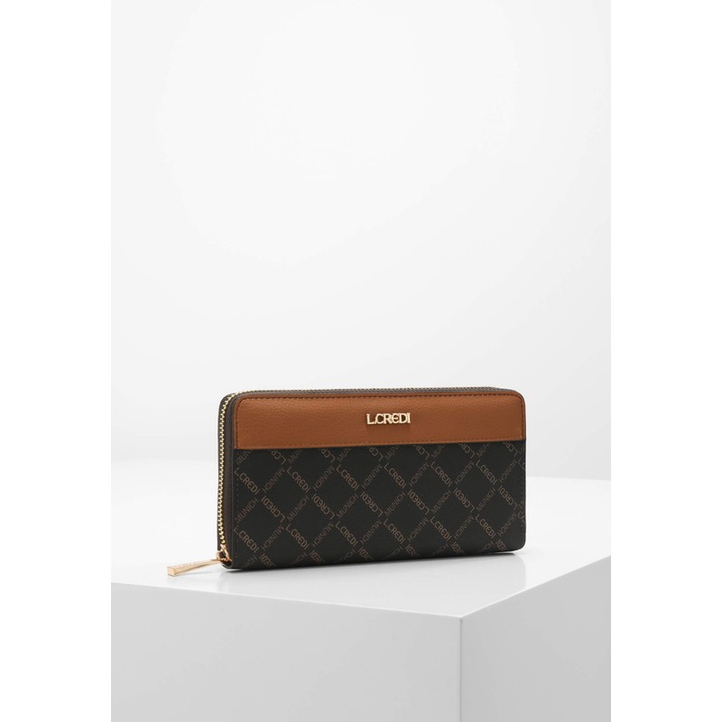 L.CREDI Filiberta Wallet with Label Applications, brown, Modern, elegant