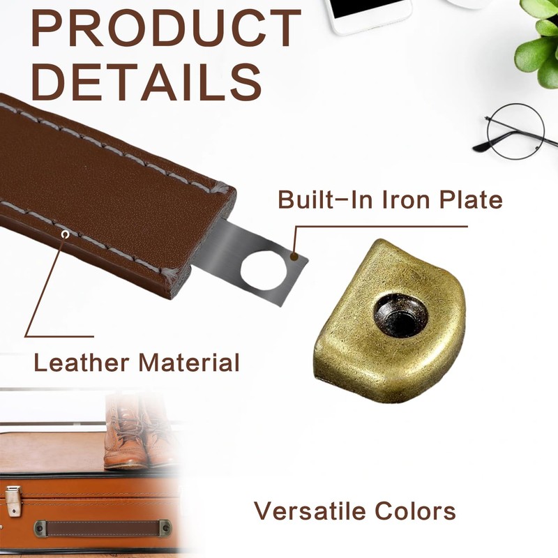 2 Pcs Leather Handles for Drawers, Cabinet Pulls, Vintage Leather