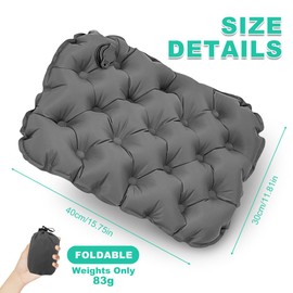 Foreverup Inflatable Seat Cushion, Self-Inflatable Travel Seat Cushion for Office Chair with Storage Bag, Foldable Lightweight Seat Pads for Hiking Camping Walking Travel Fishing Flying (Gray)