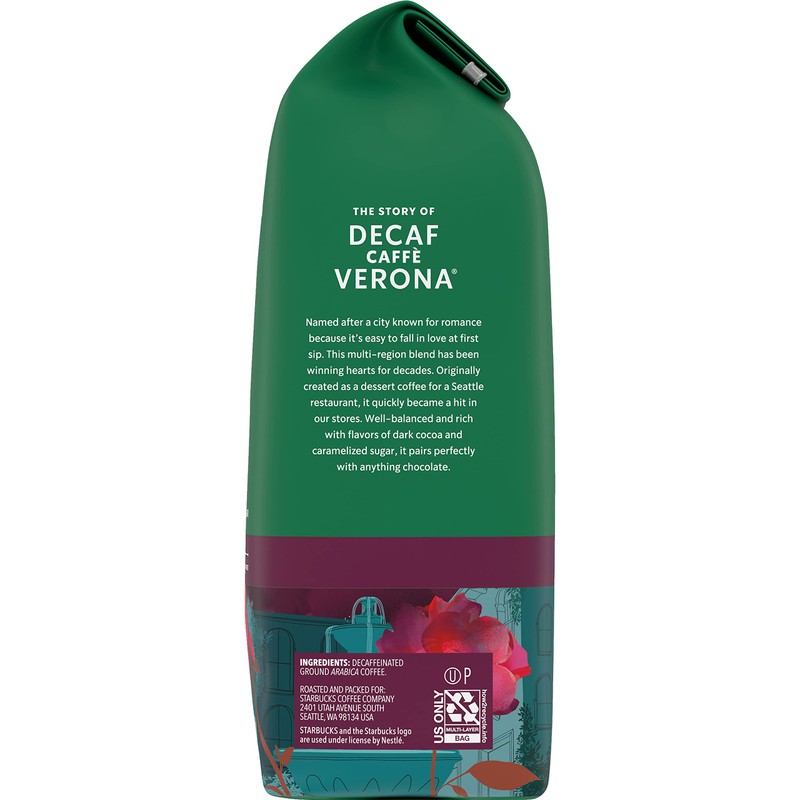 Starbucks Decaf Ground Coffee, Caffè Verona, Dark Roast Decaffeinated Ground