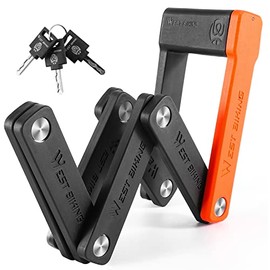 ANGGOER Compact Folding Bike Lock with 3 Keys, 2.06 Ft Anti Theft Security Bicycle Locks, Super Strong Bike Foldable Lock, Bicycle Security Chain Lock with Bracket for Electric Bikes/Scooters
