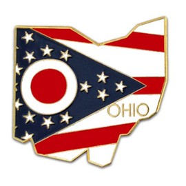 PinMart Ohio Shape Flag Lapel Pin – Complete United States of America Pin Set – Gold Plated Enamel US State Shirt Pins – Great Commemorative/Promotional Gift