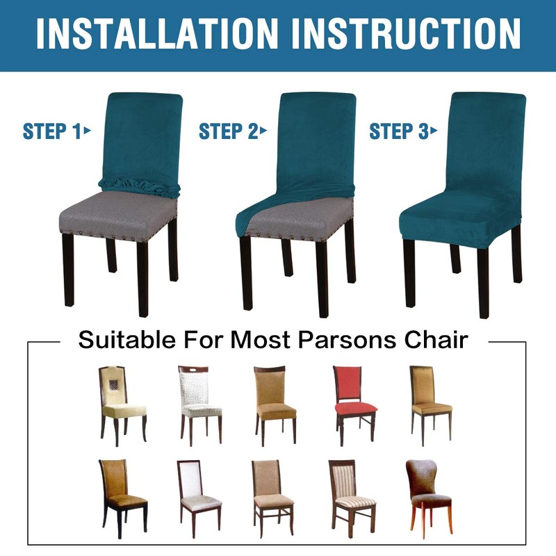 H.VERSAILTEX Velvet Dining Chair Covers Stretch Chair Covers for Dining