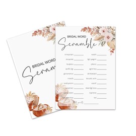 Bridal Shower Games, 25 Pcs Word Scramble Themed Fall Bridal Shower Game Card with 1 Answer Card, Love is in Bloom Wedding Game, Boho Floral Bachelorette Engagement Party Favors -11