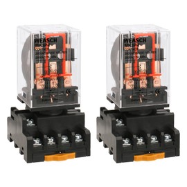 Weasch 2Pcs Power Relay MK3P-I, AC 110V Coil, DPDT, 11 Pin, with Plug-in Terminal Socket Base PF113A (2)