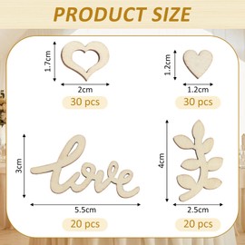 Pack of 100 Wooden Hearts Decoration, Confetti Wedding, Love Heart Wedding Decoration Table, DIY Wooden Table Decoration Wedding for Engagement, Valentine's Day, Birthday (A-Love Confetti Wedding)