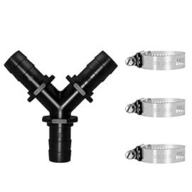 LONGRUN Pond Adapter 1 Inch Y-Type Barb Adjustment Air Hose Fittings, Garden Quick Connector for Overflow Waterfall Fountain Pipe with 3 Hose Clamp