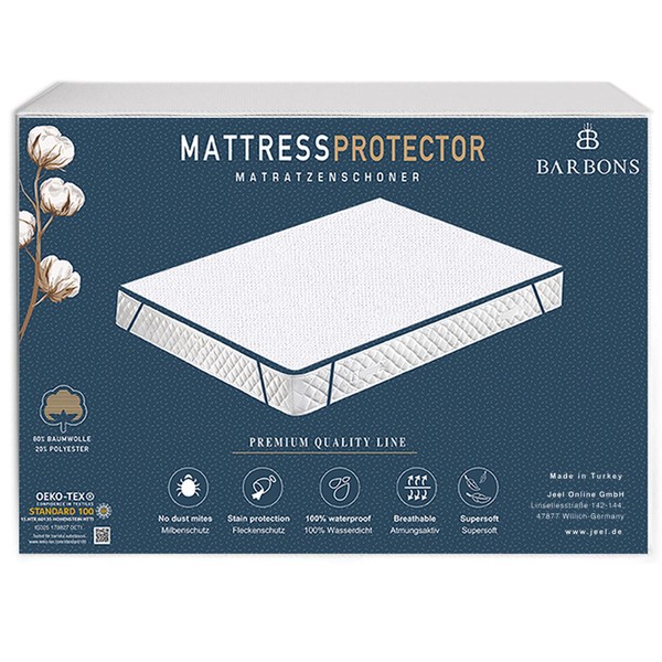 BARBONS Protege Matelas 90x190 cm - imperméable, Housse Matelas, Anti-Punaise de lit, alèse Matelas, pour Incontinence, Lavable, Respirant (90x190 cm) White
