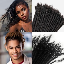Beauday 8 inch 40 Stands 0.2 cm Width Interlocking Locs 100% Human Hair Handmade Loc Extensions Natural Looking Soft Dreadlocks (8 inch 40 Strands, 1B - 0.2cm)