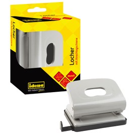 Idena 300903 - Locher, mit Anschlagschiene, Lochung bis ca. 16 Blatt, Lochstanzung Durchmesser 5,5 mm, aus Metall, grau