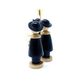 Woodturning Friedbert Uhlig, Miniature, Kurrende No. 03KS, Black Stained, 3 Figures, 5 cm High, Turned from Regional Wood, Real Handmade from the Ore Mountains, Christmas, Wood Art, Real Wood