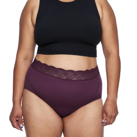 Hi-Waist Underwear, Holds up to 100ml or 6tbps or 1/4 Cup Worth of Liquid*, Light Absorbency Incontinence Underwear for Women, Feminine Care, BlackBerry, XS
