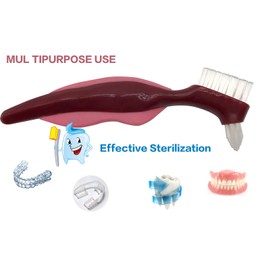 Premium Hard Denture Brush, Multi-Layered Bristles & Portable Double Sided Toothbrush for Denture Care (Pack of 2)