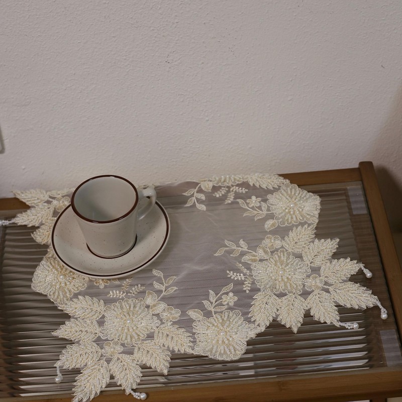 Gratify Lace Doilies with Handmade Beaded Embroidery Lace Table Placemats