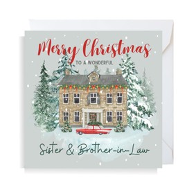 Second Ave Sister & Brother-in-Law Christmas House Square Xmas Holiday Festive Greetings Card