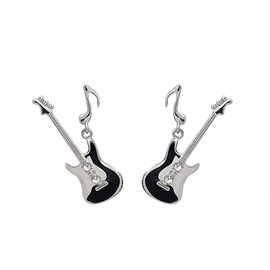 Punk Guitar Dangle Drop Earrings for Women Men Hip Hop Statement Crystal Musical Instrument Charm Bass Electric Guitar Musical Note Stud Earring Fashion Concert Party Jewelry Gifts for Rock Band Music
