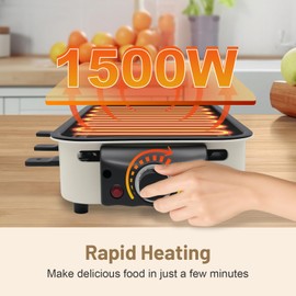 TAILERNRUYE 3-in-1 Indoor Smokeless Grill,Removable 18’’x 9’’Electric Griddle Nonstick with Temperature Control for Indoor Outdoor Family Party Kitchen Picnic Table