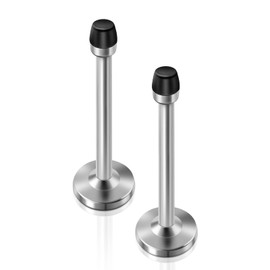 Door Stopper, Extra Long Door Stop, Stainless Steel, 6 Inch Wall Mount Doorstops with Sound Dampening Rubber Tip, Heavy Duty Modern Door Stoppers for Bottom of Door, Silver 2 Pack