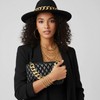 Tisancy Women's Fedora Hat and Metal Chain Crossbody Handbag Set,Black