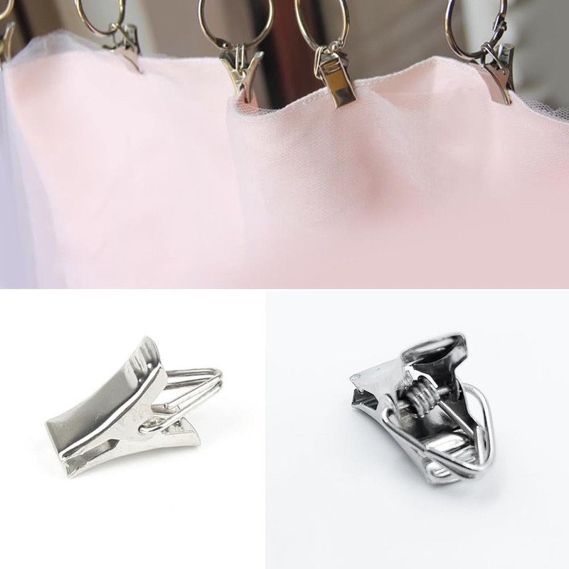 UMCHU Pack of 100 Curtain Clips, Stainless Steel Clips Hooks