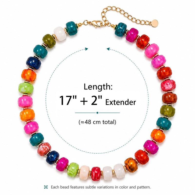 MixShe Boho Beaded Necklace for Women Chic Fashion Jewelry Rainbow