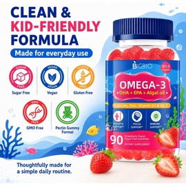 Omega 3 (EPA/DHA) Filled Gummies for Kids Teen with Multivitamin, Calcium + D3 + K2 + Zinc, Plus Vitamin A B1 B2 B12 C, Selenium, Iodine for Brain, Eye,
