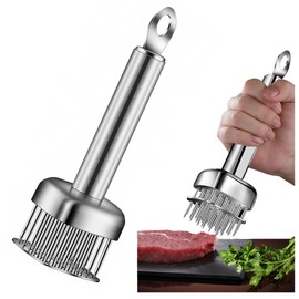 Wrzbest Meat Tenderizer with 24 Stainless Steel Sharp Needle, Professional Blade Mallet Heavy Duty Cooking Tool for Tenderizing Beef Turkey Chicken Steak Veal Pork Fish Christmas Cooking Set
