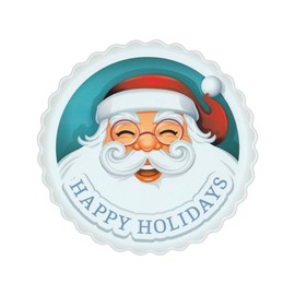 Refrigerator Magnet - Santa Claus Happy Holidays (Merry Christmas) - Holiday - 5" Round