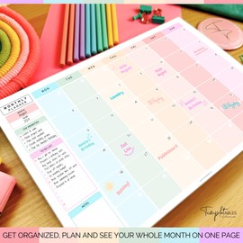 Monthly To Do List Notepad | Monthly Planner Desk Pad, Brain Dump, Organizer and Priority List | 50 Undated Tear Away Sheets | A4 Rainbow