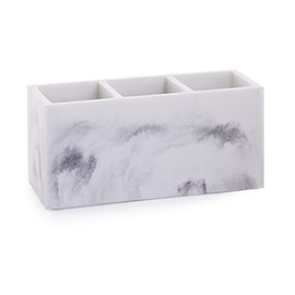 BINO Multi Purpose 3 Compartment Organizer - Makeup Container Organizers - Compartment Organizer for Makeup Brushes, Home and Office Supplies - Matte Marble