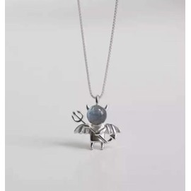 Iszie 925 Stering Silver Cheeky Little Devil Moonstone Pendant Necklace for Girls Women