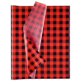 MIAHART 60 Sheets Christmas Tissue Paper 14 x 20inch Buffalo Styles Red Black Plaid Gift Wrapping Tissue Paper for DIY Crafts Gift Bags Christmas New Year Party Supplies