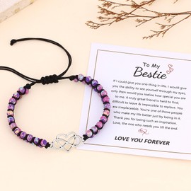 JUVJEW Gifts for Bestie Women Infinity Love Heart Bracelet Natural Stone Beaded Bracelets Mothers Day Anniversary Graduation Christmas Birthday Gift Ideas (Purple) (To My Bestie)