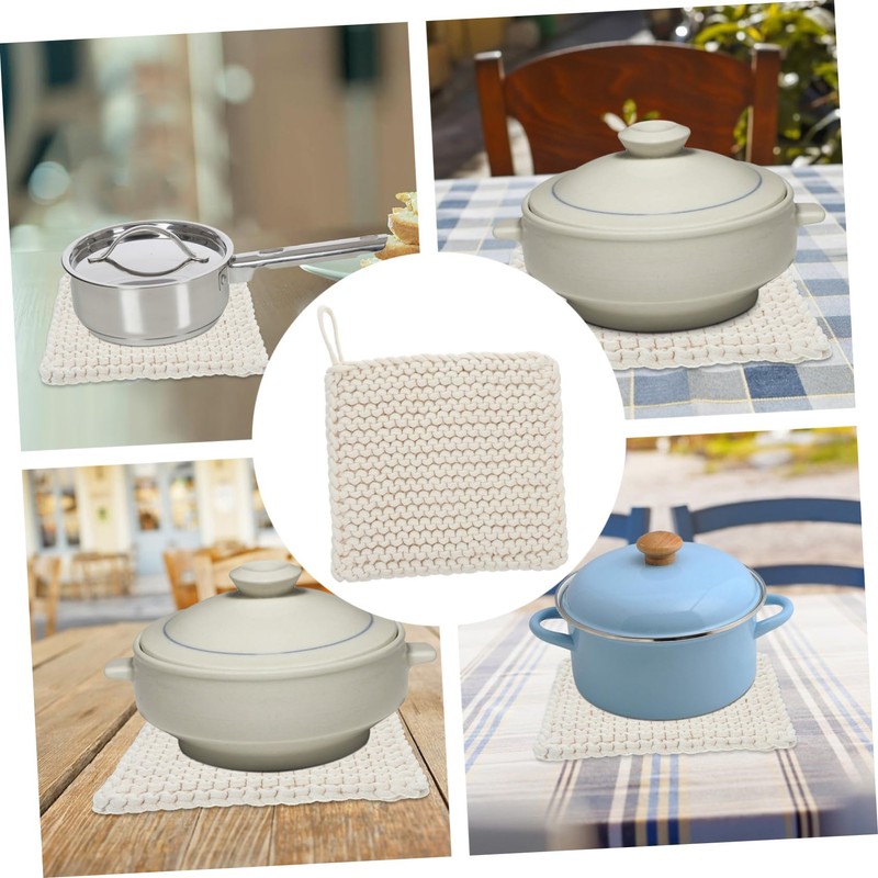 Ipetboom Square Woven Cotton Pot Mat Thick Heat-Resistant Trivet for