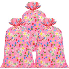 Zonon 3 Pcs 56'' Extra Large Christmas Baby Shower Birthday Gift Valentine Bag Oversized Holiday Plastic Gift Bags Jumbo Storage Gift Wrapping Bags for Party Favors Gift Wrap (Pink)