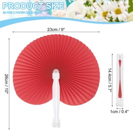PATIKIL Round Shaped Paper Hand Fans, 20 Pack Bulk Folding Fan Handheld with Plastic Fan Handles for Wedding Party Decoration Birthday Guest Favors DIY Supplies, Red