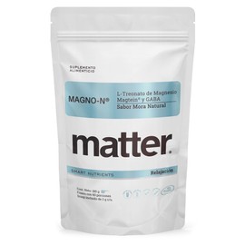 Matter Magno-N, L-Treonato de Magnesio MagteinTM y GABA, Apoyo a la Función Cognitiva, Bienestar Mental y Relajación, Polvo Sabor Mora, 1 Bolsa con...