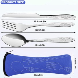 WitBicg Göffel 3-Piece Travel Cutlery Set, Camping Cutlery to Take Away, 1 Person, Reusable, Stainless Steel, Suitable for School, Office, Company, Camping Cutlery with Carry Bag (Pattern - Red)