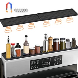 30 Inch Silicone Magnetic Stove Top Shelf, Kitchen Shelf Over Stove Spice Rack Apartment Must Haves Kitchen Gadgets for Above Stovetop Seasoning Organization and Storage with 2 Functional Prtitions