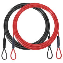 3.3mm (1/8 Inch) Outdoor Travel Stainless Steel Security Cable-4ft Luggage Lock Safety Wire Flexible Steel Wire Rope with Double Loop Safety for Luggage, Bike, Lock(Balck+Red, 4ft-(2Pack)